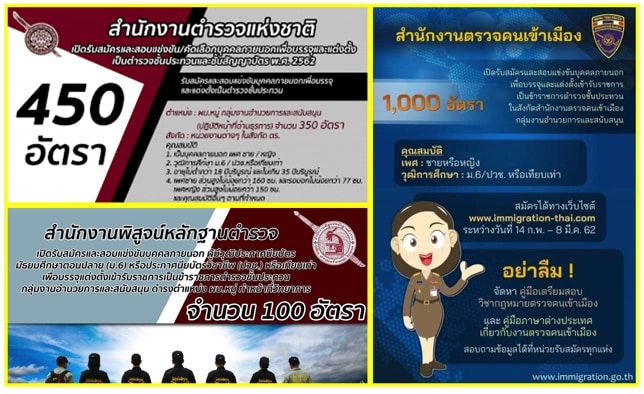 ตัวอย่างการประกาศสอบตำรวจหญิงสายอำนวยการแต่ละสายงาน